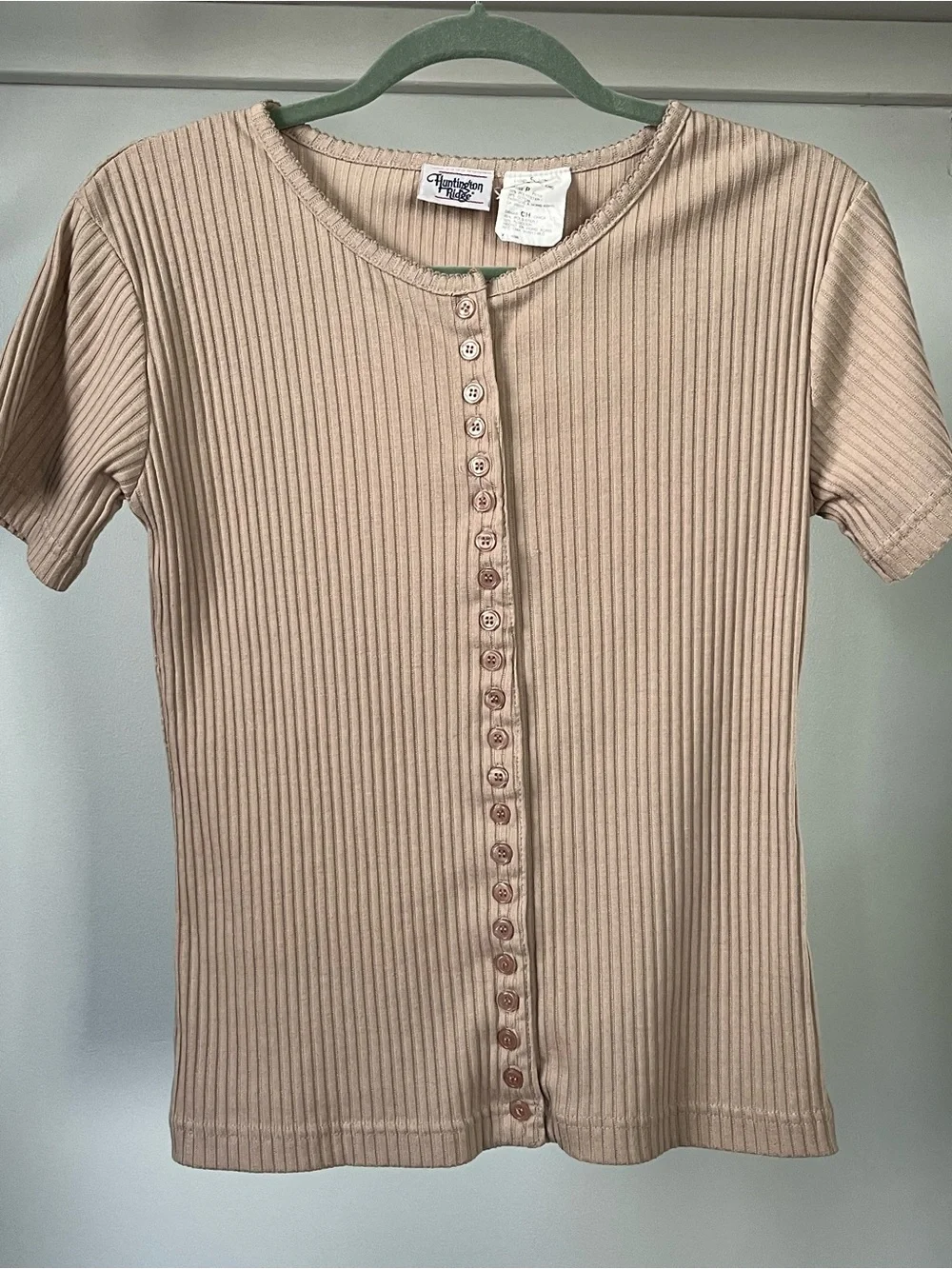 Vintage Huntington Ridge Ribbed Button-Front Tee Size S - Picture 4 of 10